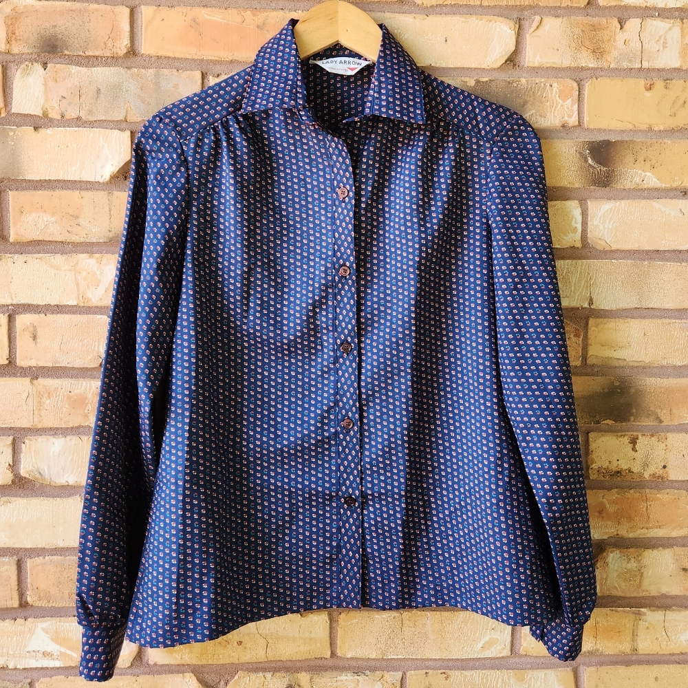 Vintage 70s Lady Arrow Polyester Floral Shirt